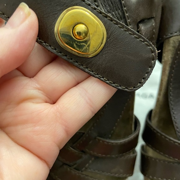 Balenciaga Dk Brown Leather/Cork Suede Stiletto Platform Heel 36 (US 5.5) - Picture 15 of 16